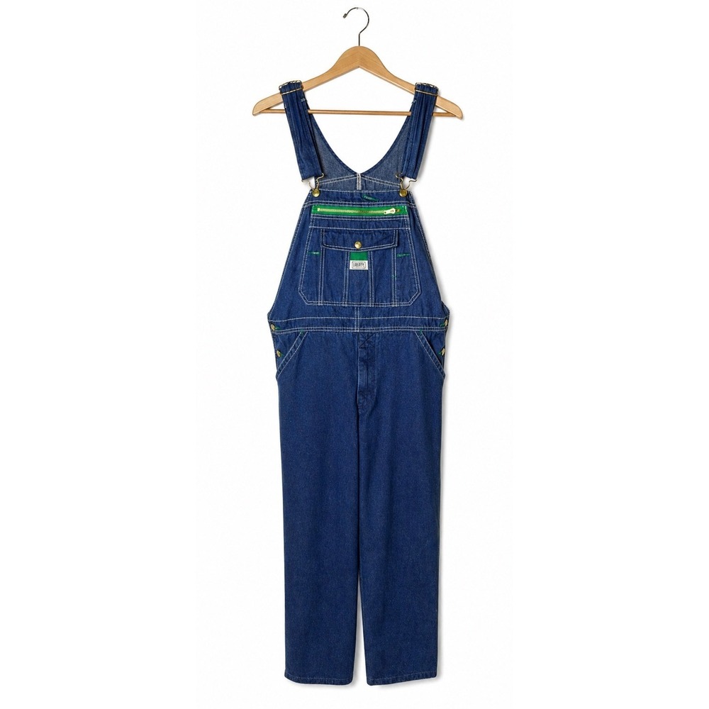 Liberty Denim Overall Men Medium Blue Green Zipper Bib Workwear Jean Farmcore